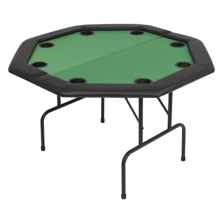 vidaXL Tablero de póker plegable en 2 octogonal verde 8 jugadores - 1