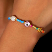 Pulsera Bohemia Con Granos De Arroz Colorido De Imitación De Perla Blanca Y Piedras De Gallo Hierro Para Mujer Regalo Afortunado Diario - details 1