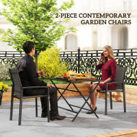 Outsunny Juego de 2 Sillas de Jardín Exterior Sillas Terraza Exterior Apilables Sillones de Comedor con Tela Transpirable Marco de Acero Reposabrazos y Respaldo 56x58x89 cm Gris Claro - details 9
