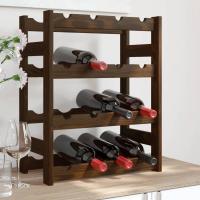 vidaXL Botellero para 16 botellas de madera de pino en color Natural/Gris/Negro y más - details 3