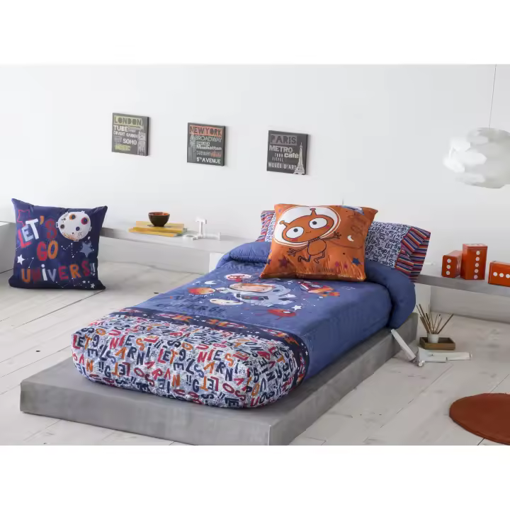 JVR - Edredón Ajustable modelo ROCKY - Tejido 100% Algodón Percal 200 hilos - Estampado digital - Fabricado en España - Cama 80/90/105 - 1