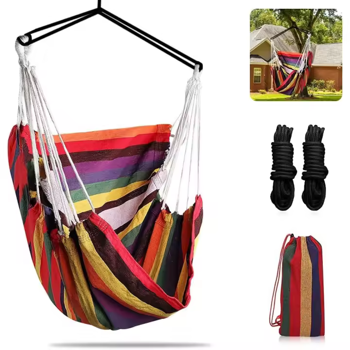 Outdoor Hanging Chair, Garden Hanging Chair, Hanging Seats, Indoor Hammock, Swing Chair, Indoor Hanging Hammock Chair for Outdoor, Patio, Camping, Beach, Travel Red - 1