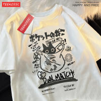 Camiseta De Gato Harajuku Japonés Divertida Y Bonita Para Hombre Talla Grande Camiseta De Moda Hip Hop Transpirable De Verano Con Estampado De Gato Creativo - details 11