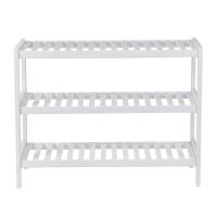 Estantería para baño, de bambú de 3 niveles, organizador múltifuncional, color blanco, 70x26x55 cm - details 1