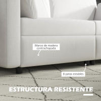 HOMCOM Sofá de 3 Plazas Sofá de Salón Tapizado en Poliéster con 2 Cojines Acolchado Sofá de Diseño para Dormitorio 178x82x85 cm Crema - details 5