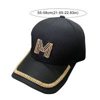 Gorro De Béisbol Para Mujer Con Rhinestones Dorados Brillantes Negro Blanco Moda Algodón Ajustable Estilo Hip Hop - details 0