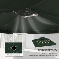 Outsunny Techo de Repuesto para Cenador 3x3 m Cubierta de Repuesto 370g/㎡ con Techo Doble con Mosquitera Protección UV 30+ Toldo de Recambio para Pabellón Gazebo - details 0