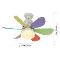 Ventilador de techo con luz, 30 W, 20 pulgadas, LED, para interiores, blanco, moderno, empotrado, luz de 3 colores, 6 aspas, ideal para oficinas, dormitorios y cocinas., 420 x 205 mm - details 5