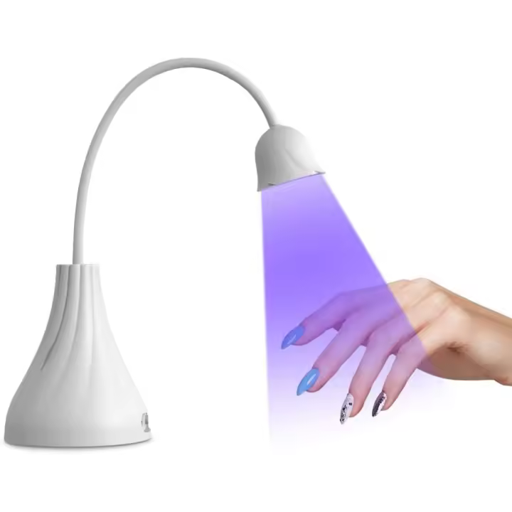 Mini lámpara UV para uñas de gel de Secada, lámpara LED recargable de 18 W con temporizador de 60 segundos, lámpara UV de Cuello de CISne de Secada, color Blanco. - 1