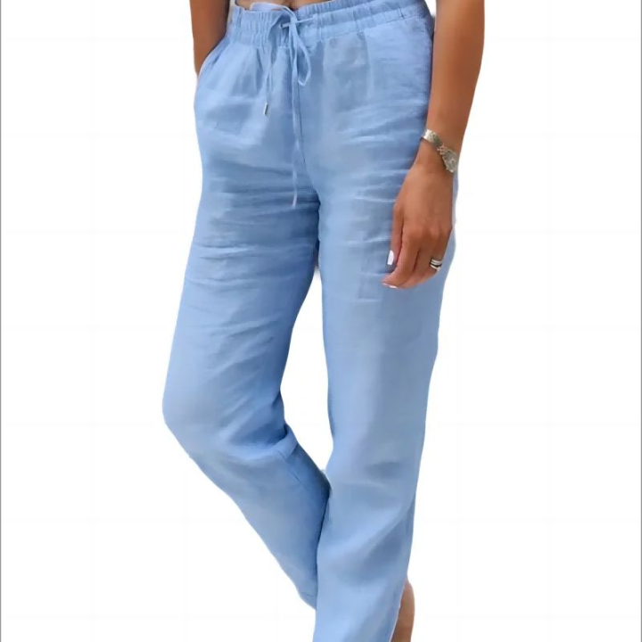 Pantalones De Verano Para Mujer Algodón Y Lino Cintura Alta Ajustables Casuales Streetwear Solido Pantalones Lánguidos Sueltos