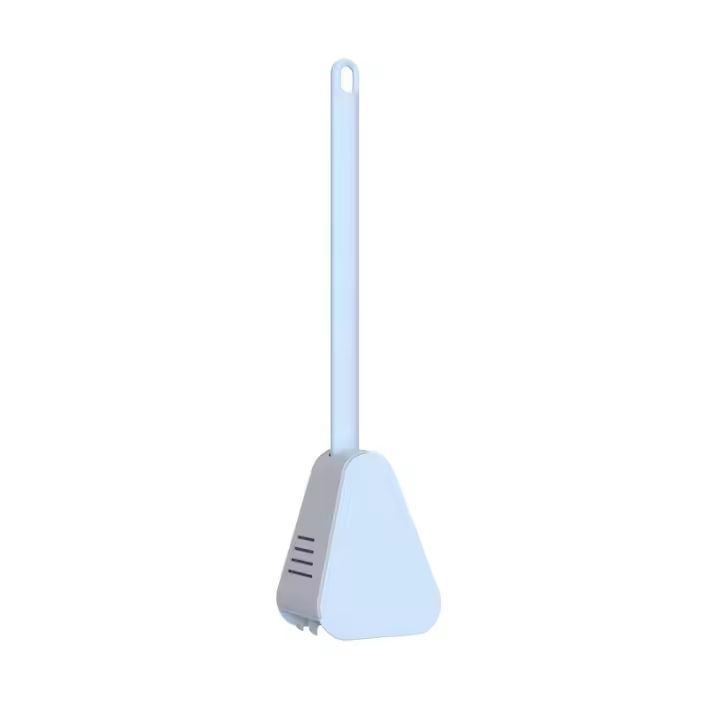Cepillo para inodoro de golf con mango largo, cepillo y soporte de silicona de 360 ​​grados, cepillo de limpieza flexible (azul) - 1