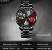 Set De 2 Relojes De Pulsera Para Hombre Moda Deportiva Lujo Acero Inoxidable Impermeable Cuarzo Pulsera De Hub De Rueda De Coche - details 1