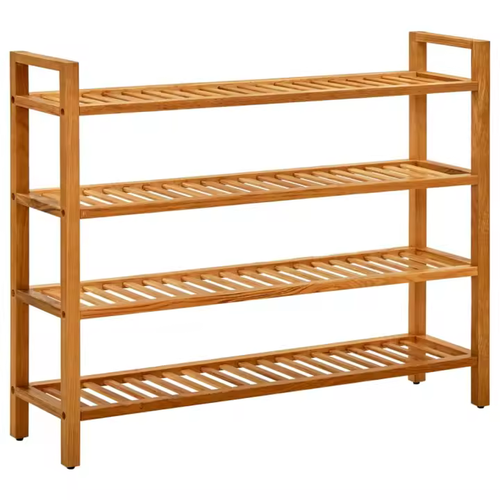 vidaXL Zapatero con 4 estantes madera maciza de roble 100x27x80 cm - 1