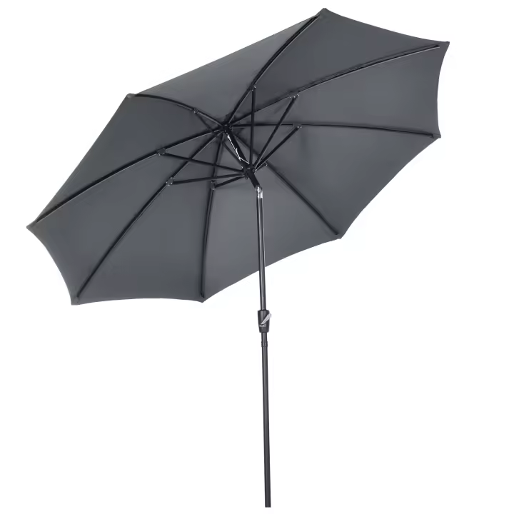 Outsunny Sombrilla de Jardín Ø300x240 cm Parasol de Terraza con Manivela Techo Inclinable y 8 Varillas de Metal para Patio Balcón Exterior - 1