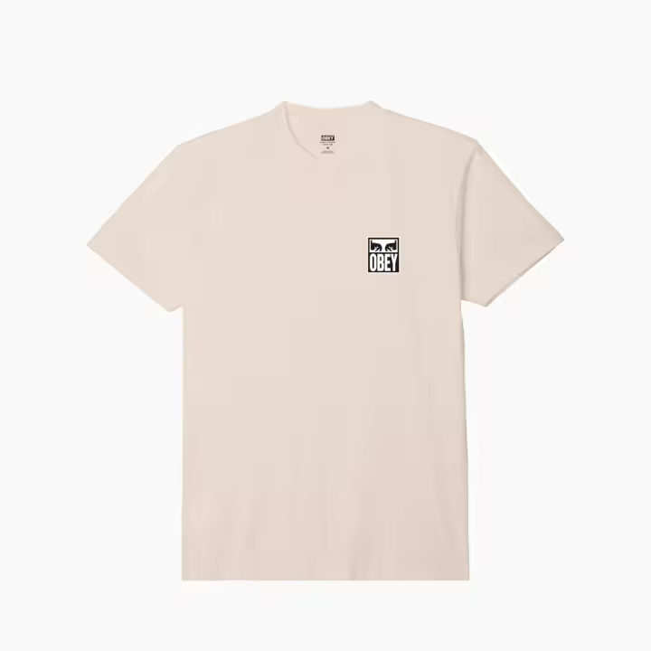 Sabas Shop Camiseta Obey Eyes Icon II Cream & Black Hombre - Cómoda, Corte Box Fit, Estampado Gráfico - 1