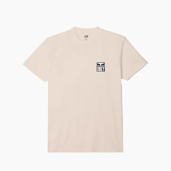 Sabas Shop Camiseta Obey Eyes Icon II Cream & Black Hombre - Cómoda, Corte Box Fit, Estampado Gráfico - 1