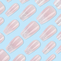 Kit De Uñas Postizas Con Diseño Geométrico Y Estampado De Océano Azul 24 Piezas Uñas Falsas Cortas De ABS Para Arte De Uñas - details 31