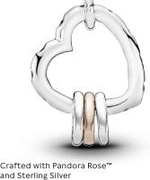 Abalorio Pandora con forma de corazón en plata de ley y chapado en oro rosa de 14 quilates y circonitas cúbicas, colección Moments，Incluye Caja Original - details 0