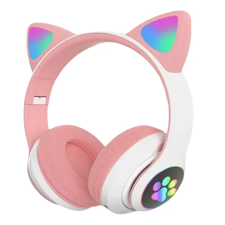 Auriculares para niños, Auriculares inalámbricos Bluetooth para niños, Adolescentes y Adultos, Auriculares Bluetooth con micrófono, Auriculares con Orejas de Gato para niñas y Mujeres - 1
