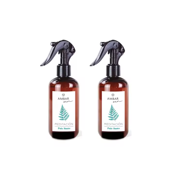 Ámbar Perfums Pack de 2 Sprays Palo Santo 225 ml - Aromatizador Zen y Purificador de Energía para el Hogar - Pack Ahorro-Ámbar Zen - 1