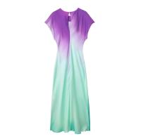 Vestido Midi De Seda TRAFZA Para Mujer Estampado Vintage Con Dibujos De Tie Dye Cuello Redondo Manga Corta Casual Chic Para Primavera - details 9