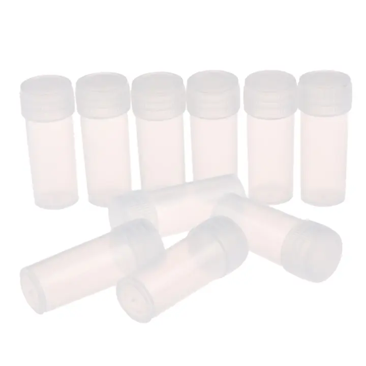 100Pcs Tubos De Prueba De Plástico De 5ml Con Tapa Para Suministros De Química Escolar - 1