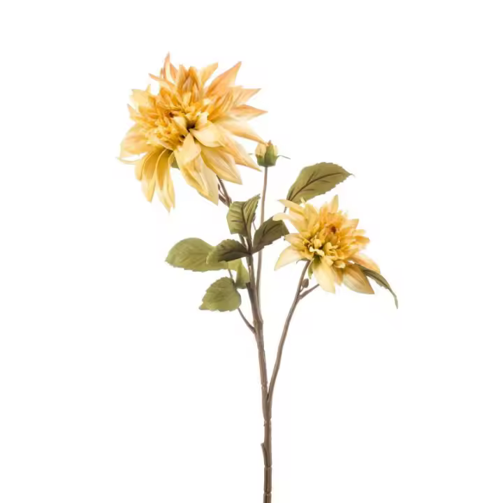Dahlia Artificial Amarilla en Tallo 67cm - Planta de Flores Artificiales de Alta Calidad - 1