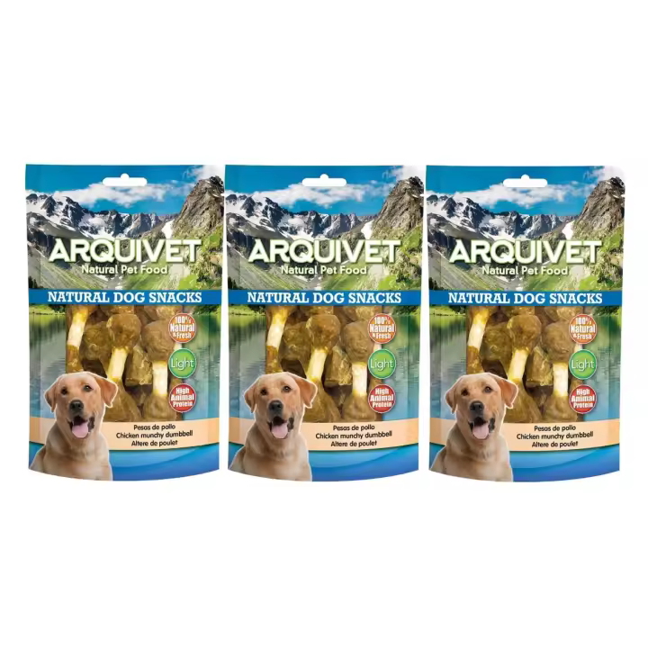 Pack de 3 bolsas - Pesas Natural Dog Snacks Arquivet para perros sabor Pollo 100 gr - 1