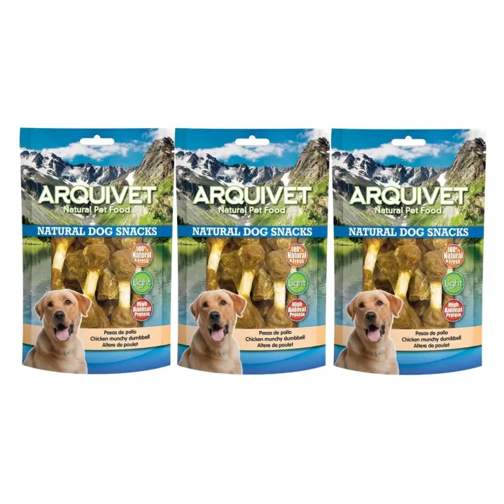 Pack de 3 bolsas - Pesas Natural Dog Snacks Arquivet para perros sabor Pollo 100 gr - 1
