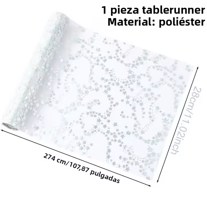 Corredor De Mesa Plateado Metálico Con Brillo Dorado Para Bodas Eventos Cumpleaños Bautismos Showers De Bebés Decoración De Tela De Malla De Hilo De Estrella De Foil De Polvo De Oro - 1
