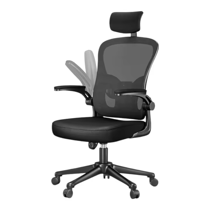 Silla de Oficina, para Gaming, Escritorio Ergonómica con Reposacabezas, Ajustable y con Soporte Lumbar  Respaldo de Malla Transpirable  Reposabrazos Abatibles de 90°  Giratoria 360° (SF168-002 6190) - 1