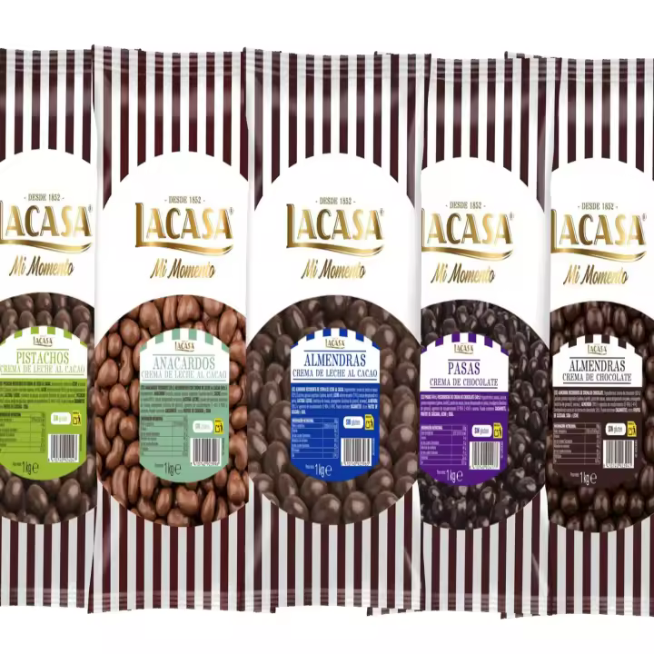 Lacasa pack 5kg deliciosas bolas de frutos secos con chocolate: Pasas de Corinto Negro,Almendra Negro,Almendra Leche,Anacardo leche,Pistachos Leche - 1