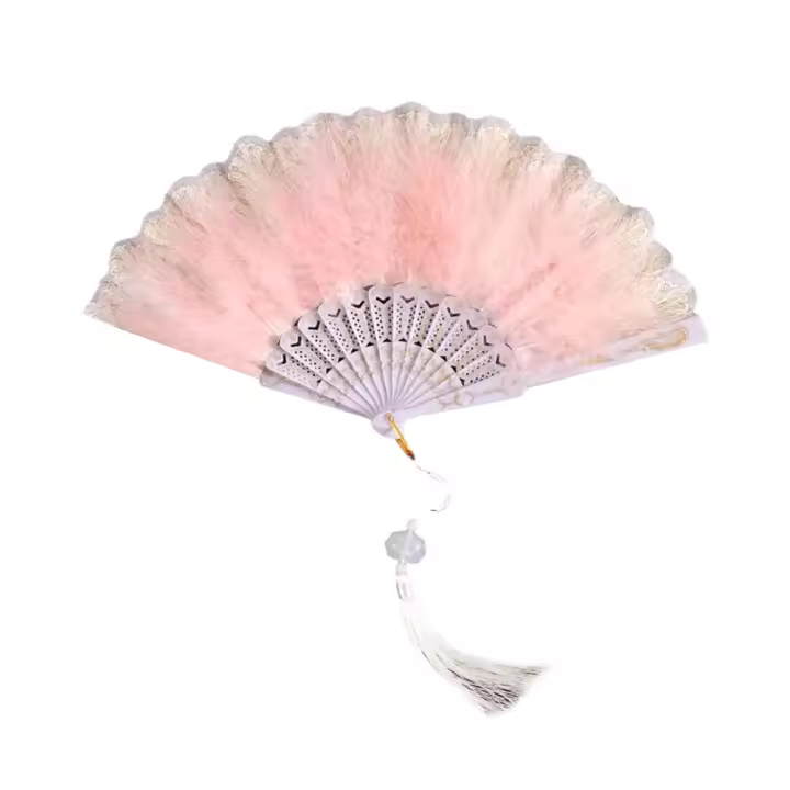 Abanico Plegable De Plumas Lolita Para Mujer Estilo Gótico Oscuro Decoración De Fiesta Y Boda Accesorio De Fotografía - 1