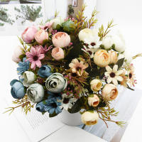 1 Rama De Flores Artificiales Con 5 Cuchillas Y 12 Cabezas Para Decoración De Hogar Y Bodas Accesorios Para Fotos De Despedida De Soltera Baratas Y De Alta Calidad - details 2
