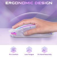 Ratón para juegos inalámbrico Redragon M910-WS, RGB, recargable, con 9 botones programables de edición macro, 8000 DPI, ergonómico inalámbrico, 70 horas para PC/Mac Gamer, FPS RPG MOBA RTS, color blanco - details 4