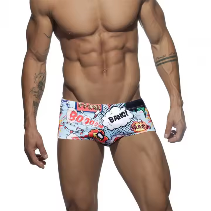 Bikini Para Hombre Brief De Baño Sexy Corto De Natación Y Surf Traje De Baño De Playa Estampado De Lozenges Talla Verdadera - 1