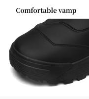 Botas De Biker Casuales Para Hombre De Color Negro Talla Grande Con Plataforma Elástica Botines De Piso Alto De Moda Para Invierno - details 3