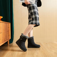 Botas De Nieve Para Mujer 2024 Con Colar De Pelo De Zorro Impermeables Altas Antideslizantes Cuero Sintético Y Algodón Plataforma Botines De Invierno - details 18