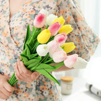 10PCS Flores Artificiales De Tulipán Toque Real Para Scrapbooking Vaso Para Decoración De Hogar Y Boda Arco De Rosas Para Jardín Guirnalda Regalo Para Mamá Bouquet - details 17