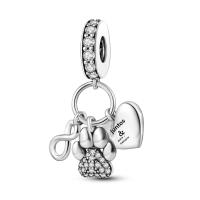 Encanto De Colgante De Árbol De Familia Platinado En Plata Para Pulsera De Bangle Y Collar DIY Regalo Con Doble Vuelo Aéreo - details 216