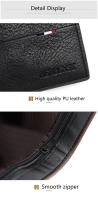 Cartera De Cuero PU De Alta Calidad Para Hombre Slim Con Cremallera Corta Portatarjetas Y Portafotos Monedero Simple Color Negro Café Marrón Azul - details 12