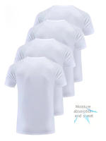 Pack De 4 Camisetas Para Hombre Blancas Y Negras Color Sólido Secado Rápido Transpirables Absorbentes De Sudor Para Fitness Gimnasio Y Correr - details 3