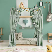 Cortina de cama de estilo nórdico popular de ins, cortina de cama opaca de crepé de algodón puro de doble capa para cama de niños, cortina para cama de bebé - details 3