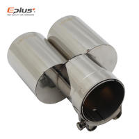 Eplus Tubo De Escape De Estilo Para Coche Muffler Universal Dual Salida De Acero Inoxidable Tamaño Variado Throat Pipe Tip Flat - details 11