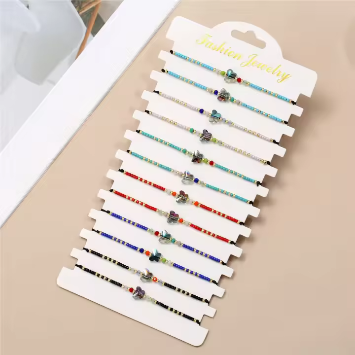 Juego De 12 Pulseras De Arroz Con Diseño De Mariposa Multicolor Para Mujer Moda Fiesta Temperamento Pulsera Set - 1
