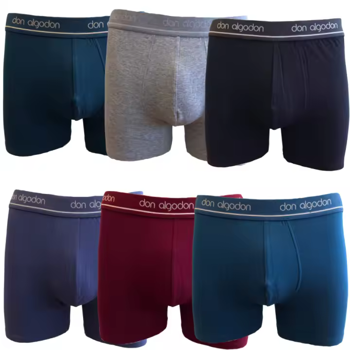 Don Algodon Pack 6 Calzoncillos Hombre Suaves y Transpirables | 6 Colores: Verde, Gris, Granate, Antracita, Negro, Azul - 1