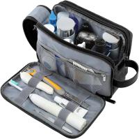 Neceser para hombre, Organizador de artículos de tocador de viaje de Lona, Bolsa de afeitar impermeable para accesorios de ASEO, Negro - details 0