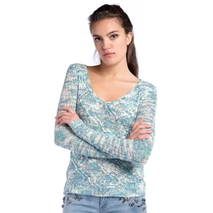 Koroshi Jersey tricot con detalles de lentejuelas doradas y cuello pico | Look diario - 1