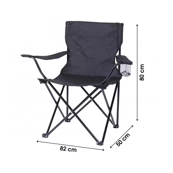 Silla de Camping Plegable con Portavacos y Bolsa de Transporte para Acampada, Picnic, Montaña y Pesca - 1