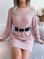 Vestido De Suéter Casual Con Mangas Largas Y Ochenta Para Mujer Adecuado Para Otoño E Invierno Sin Cinturón Estilo Recto - details 10